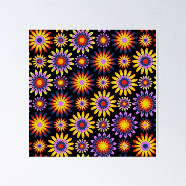 Item preview, Psychedelic flowers pattern designed and sold by Carrie_Anne_Designs.