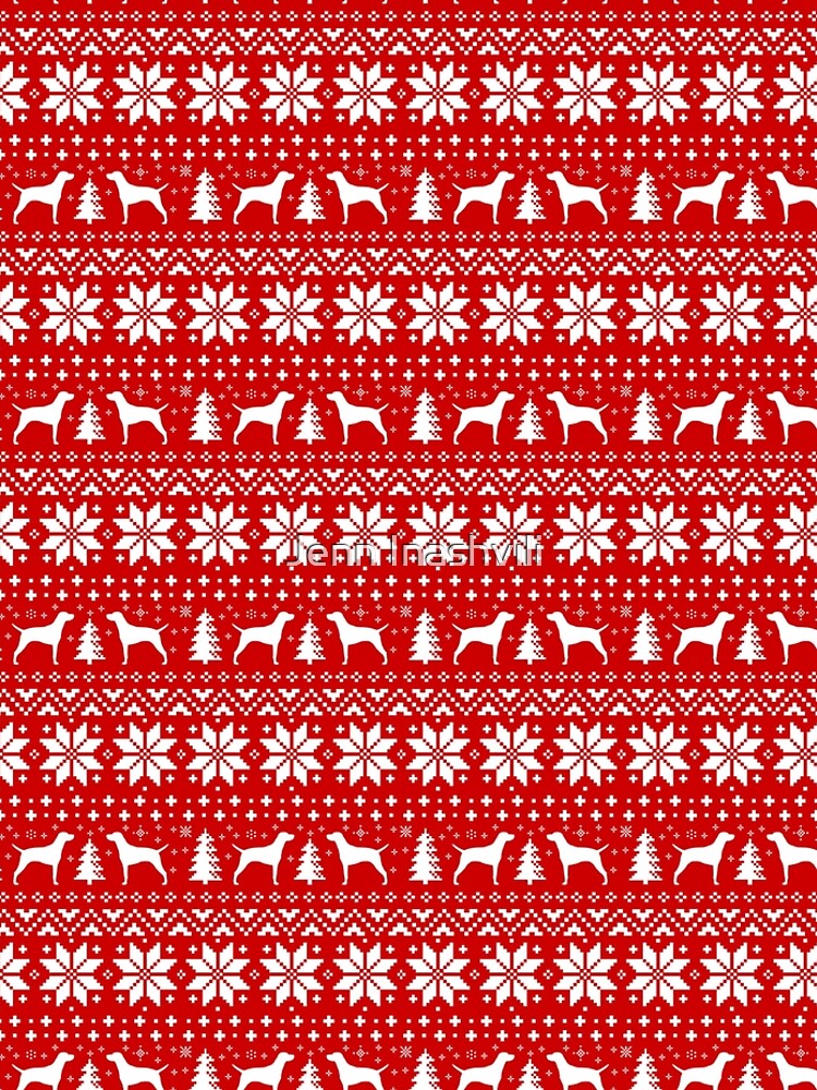 Vizsla Silhouettes Red and White Christmas Holiday Pattern by ShortCoffee