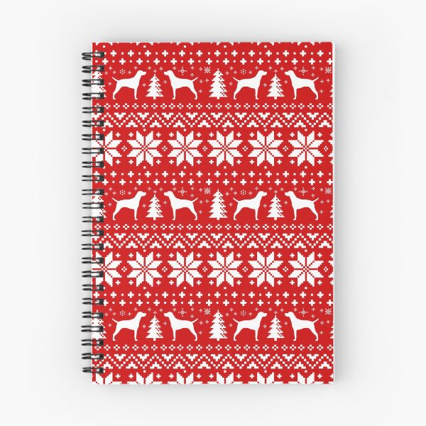 Aperçu de l'œuvre Silhouettes de Vizsla Motif de vacances de Noël rouge et blanc créée et vendue par Jenn Inashvili.
