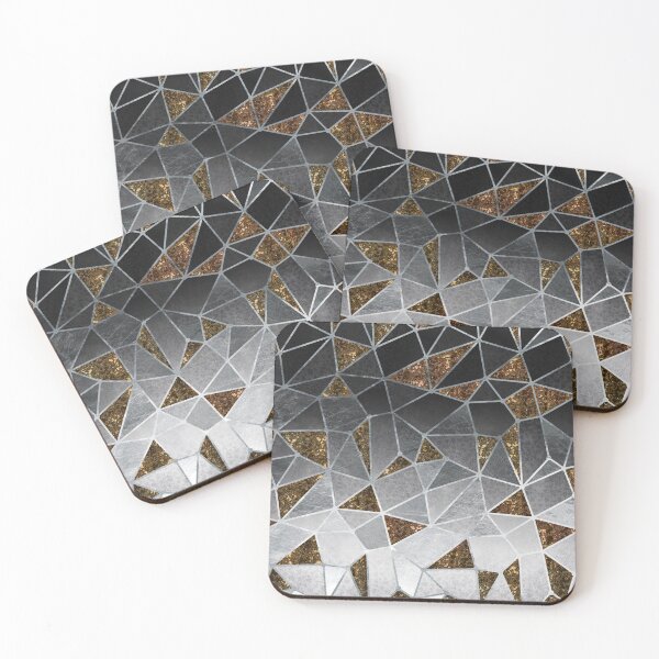 Item preview, Skyrise Polygons metallic abstract geometric pattern designed and sold by Glimmersmith.