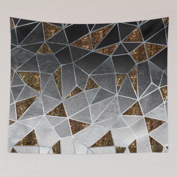 Item preview, Skyrise Polygons metallic abstract geometric pattern designed and sold by Glimmersmith.