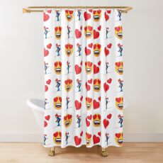 Love Skiing Emoji JoyPixels Funny Skier Shower Curtain