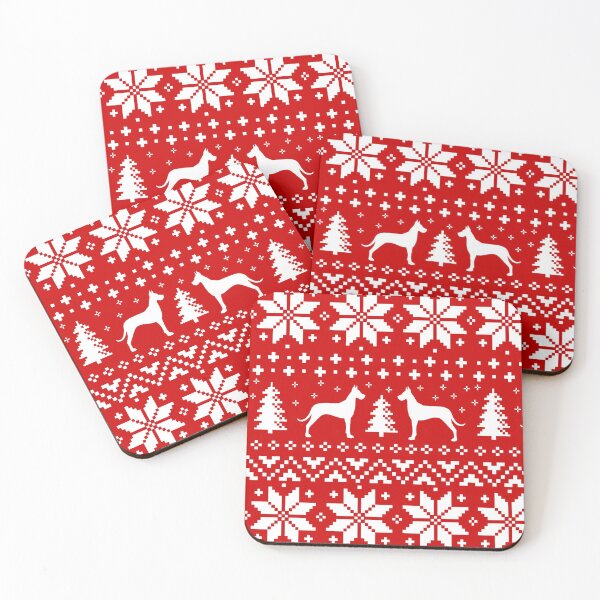 Item preview, Great Dane Silhouettes Red and White Christmas Holiday Pattern designed and sold by Jenn Inashvili.