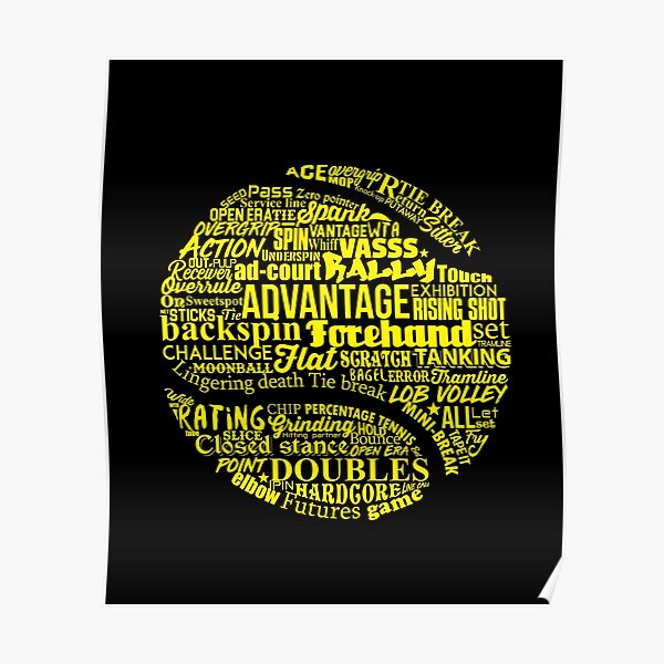 Balle de tennis mot nuage cadeau de tennis étiquettes de mot Tennis Art Design pour les joueurs de tennis Poster