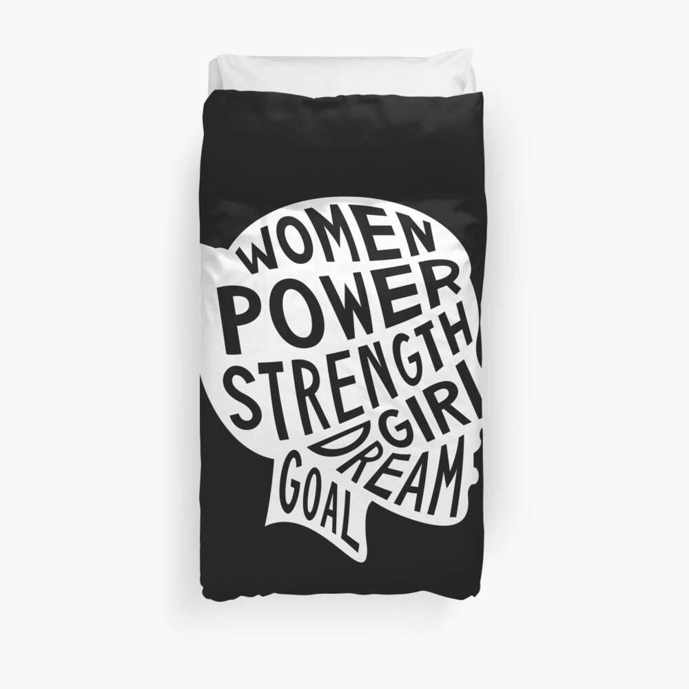 Women Power Emoji JoyPixels Dream Girl Goal White Duvet Cover