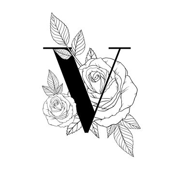 Monogram Letter V with Rose Line Art Kids T-Shirt for Sale by  GraphicsbyNel