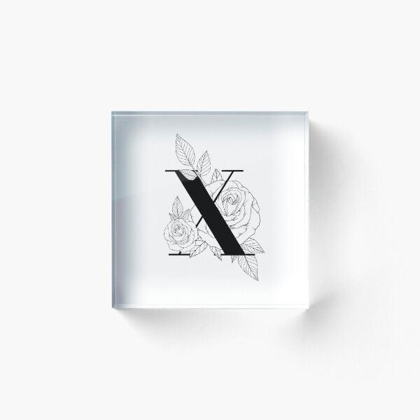 Item preview, Monogram Letter X with Rose Line Art designed and sold by GraphicsbyNel.