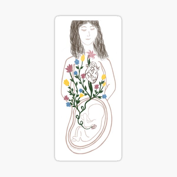 Connected hearts, mother and infant. Pro Life, sticker, greeting card, more Sticker