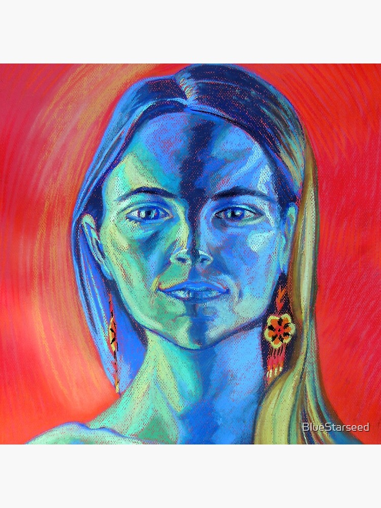 Thumbnail 4 of 4, Pillow, Blue Woman (self portrait) designed and sold by BlueStarseed.
