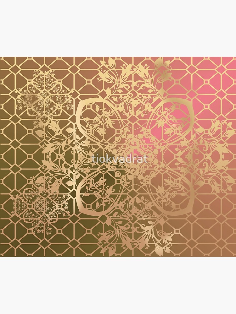 Gold Filigree and Lace on Green and Pink by tiokvadrat