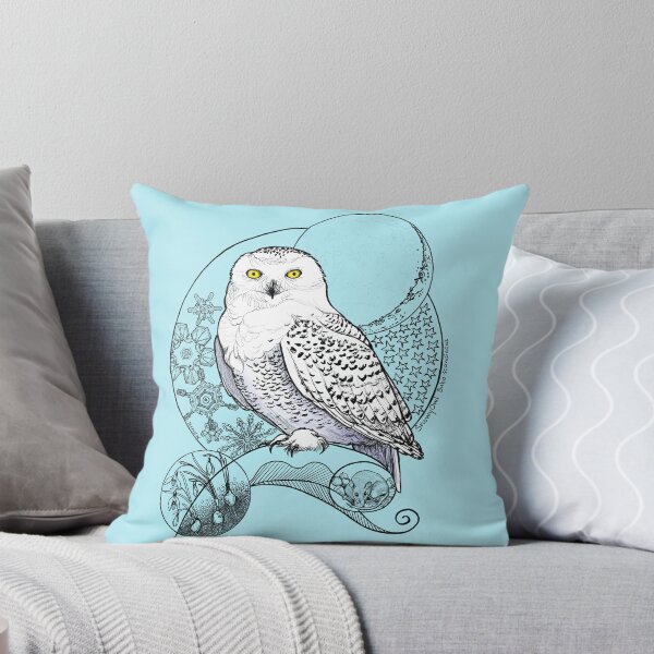 Item preview, Snowy Owl Doodle in a blue wintery scene designed and sold by mernstw.