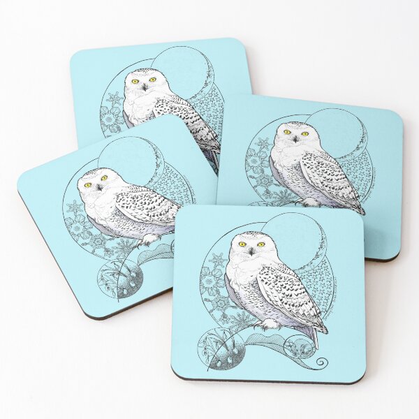 Item preview, Snowy Owl Doodle in a blue wintery scene designed and sold by mernstw.