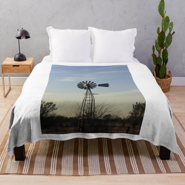 Item preview, Kansas Windmill in a Pasture with blue sky and clouds designed and sold by ROBERTDBROZEK.