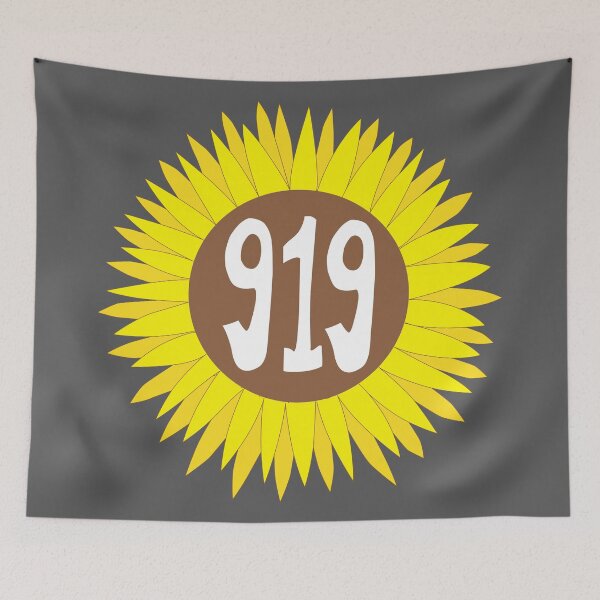 Item preview, Hand Drawn North Carolina Sunflower 919 Area Code designed and sold by itsrturn.