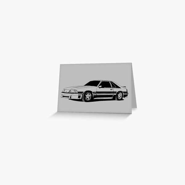 Ford Mustang GT (fox body) - stylized black on light background  Greeting Card