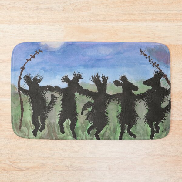 Item preview,  Southern Folk Art "Dancing Flatcoats" Flat Coated Retrievers Watercolor Painting designed and sold by cahabacrew.