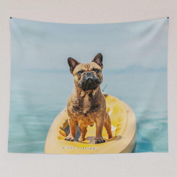 Item preview, French bulldog on canoe designed and sold by wolfgangrainer.