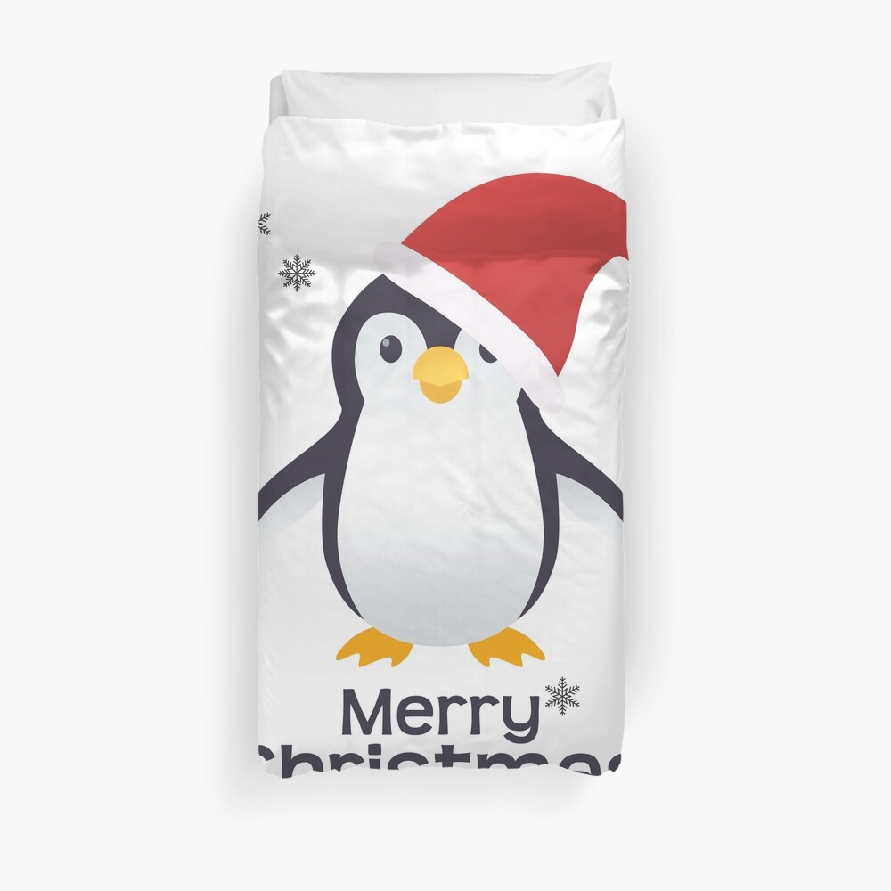 Merry Christmas Penguin Emoji Duvet Cover