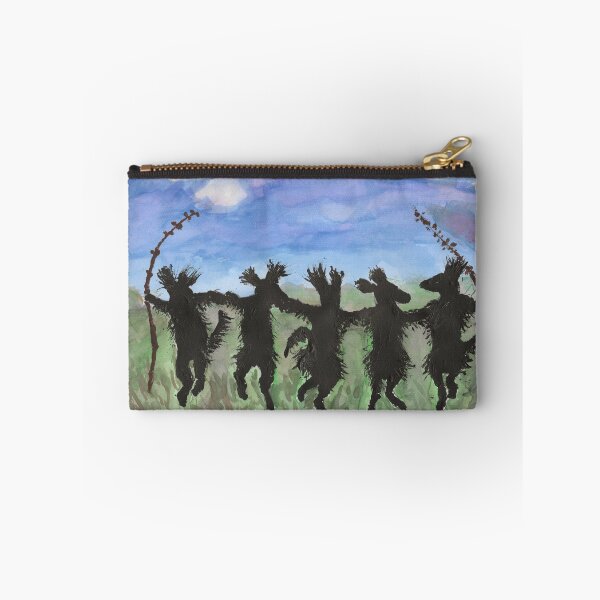 Item preview,  Southern Folk Art "Dancing Flatcoats" Flat Coated Retrievers Watercolor Painting designed and sold by cahabacrew.