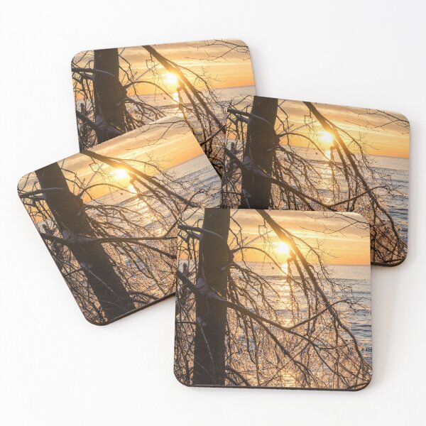 Item preview, Lacy Ice Screen - Sunrise Sub-Framed with a Filigree of Frozen Branches designed and sold by Georgia Mizuleva.