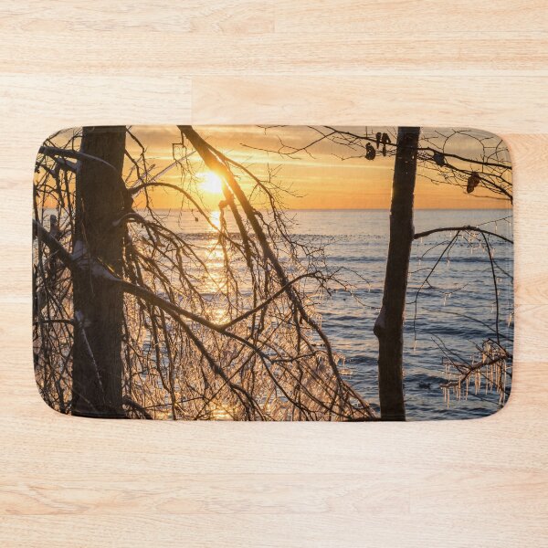 Item preview, Lacy Ice Screen - Sunrise Sub-Framed with a Filigree of Frozen Branches designed and sold by Georgia Mizuleva.