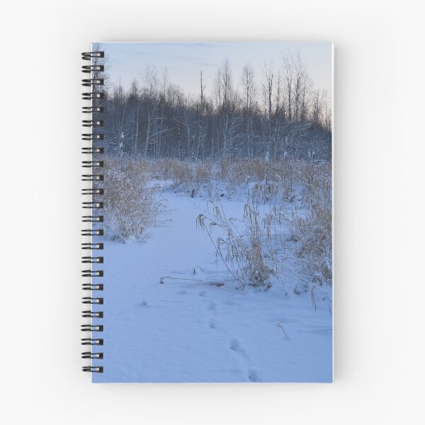 Item preview, Snow white cover on a forest river in the tracks of wild animals at dawn in winter designed and sold by yarvin13.