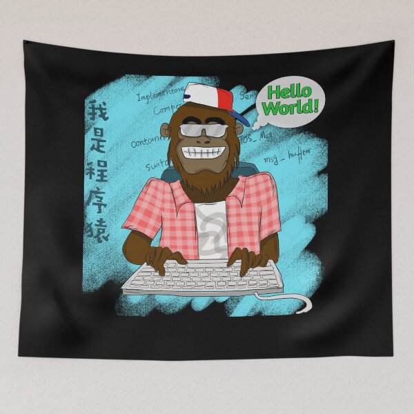 Item preview, Hello World! Programming geek monkey coder designed and sold by Kribis.