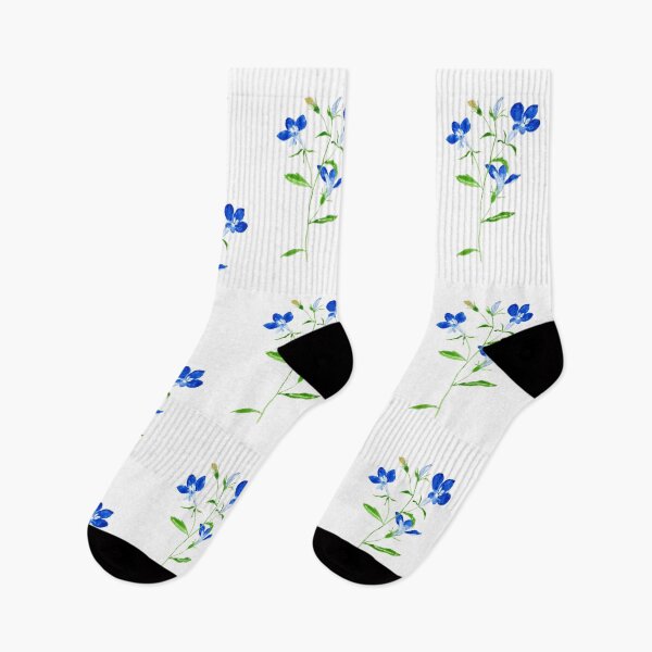 Item preview, hand painted blue eyed Mary flower blue Lobelia watercolor  designed and sold by ColorandColor.