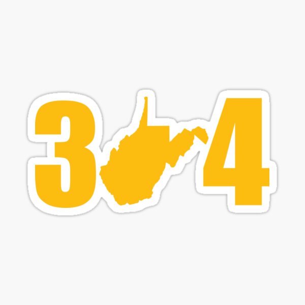 West Virginia State Outline 304 Gold Shirts Stickers Sticker
