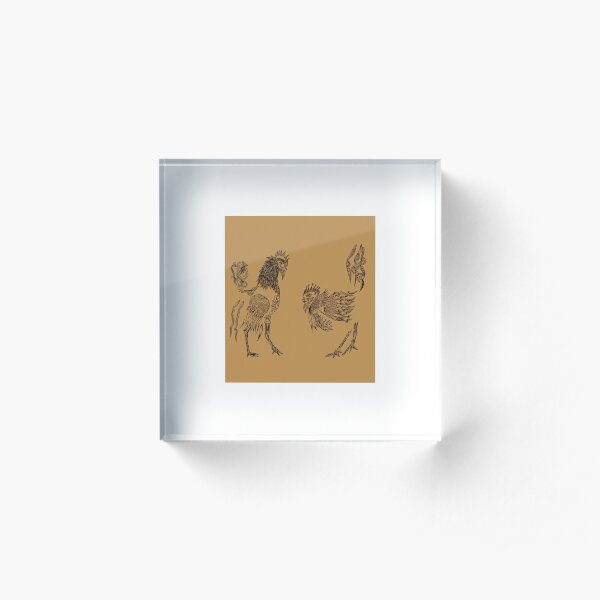 Two Roosters Fighting Acrylic Block