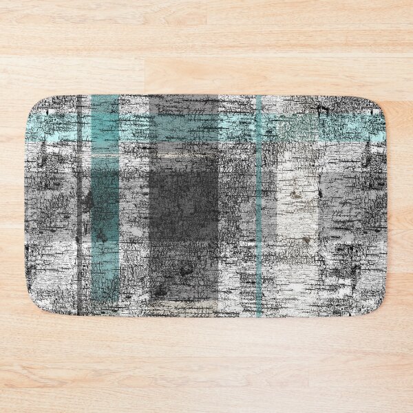 Item preview, Rustic Asymmetrical Birch Plaid Black White Teal Cream designed and sold by jocelynsart.