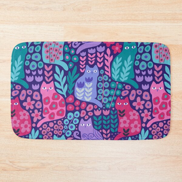 Item preview, Jewel tone kitty cats and beautiful plants flowers. Summer pet illustration. designed and sold by kostolom3000.