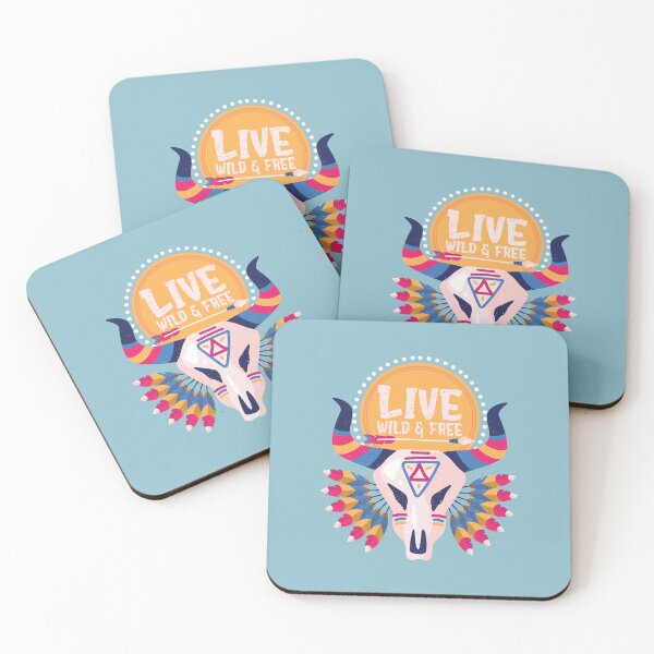 Item preview, Live wild and free, bull skull designed and sold by DerSenat.