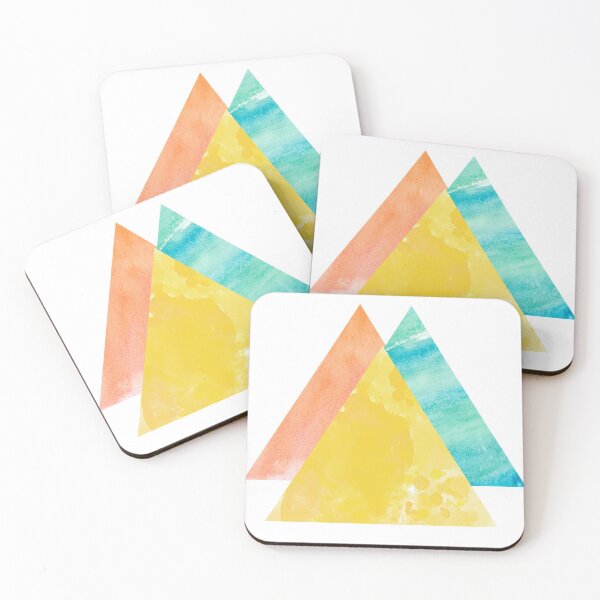 Item preview, Yellow, Coral, Teal Geometric Triangles Sticker  designed and sold by LaureMel.