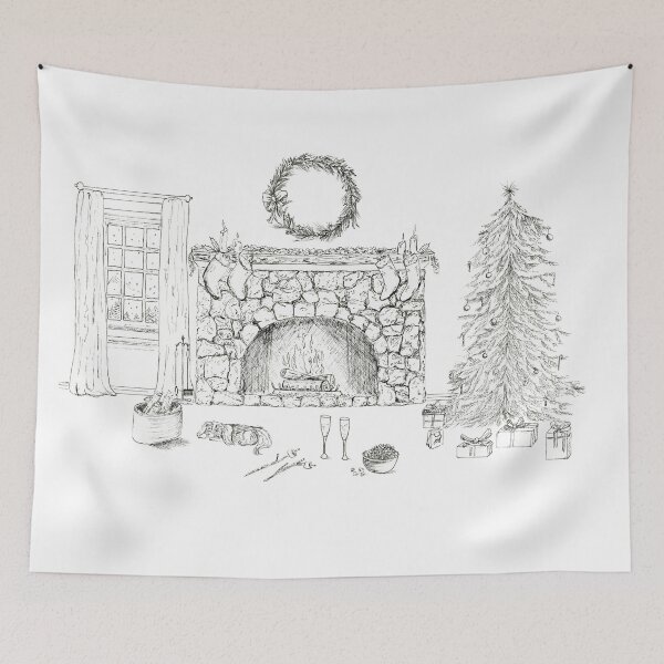 Item preview, Christmas Cozy Living Room Scene With Cavalier King Charles Spaniel designed and sold by daphsam.