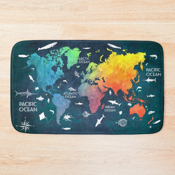 Item preview, Oceans Life World Map colored designed and sold by JBJart.