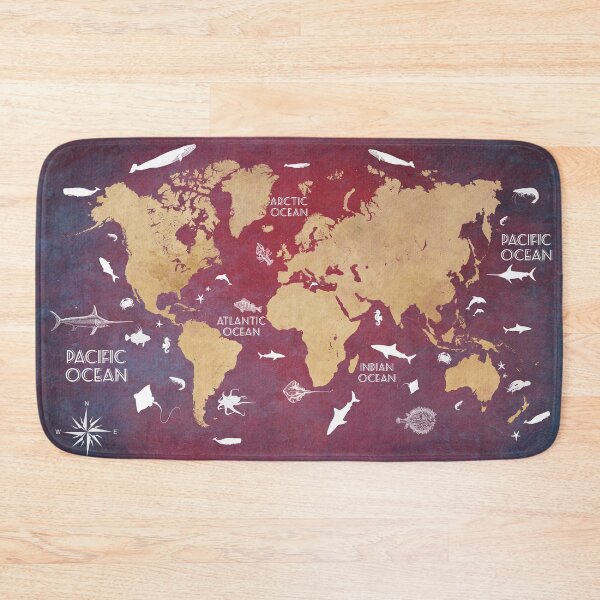 Item preview, Oceans Life World Map red designed and sold by JBJart.