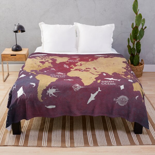 Item preview, Oceans Life World Map red designed and sold by JBJart.