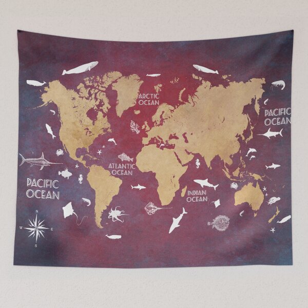 Item preview, Oceans Life World Map red designed and sold by JBJart.