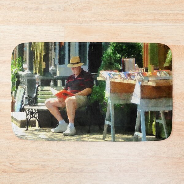 Item preview, Frenchtown NJ - Man Reading by Book Stall designed and sold by Susan Savad.
