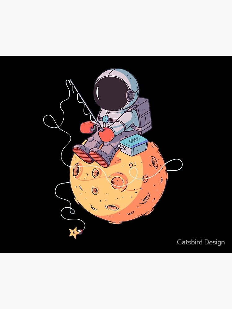 Disover Astronaut fishing on the moon Premium Matte Vertical Poster