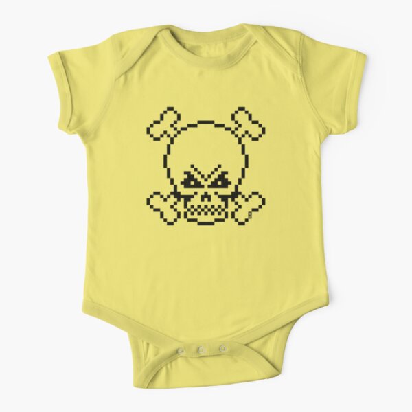 Skull And Crossbones Small (Pixel Art / Jolly Roger / White) Baby One-Piece  by MrFaulbaum