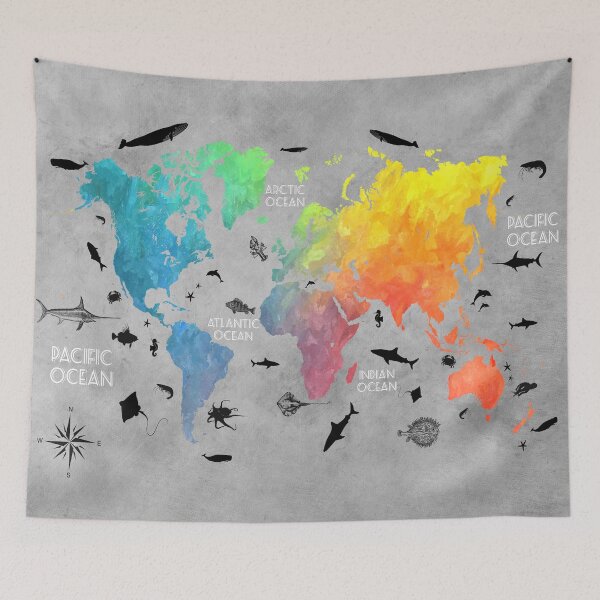 Item preview, Map of the world grey designed and sold by JBJart.