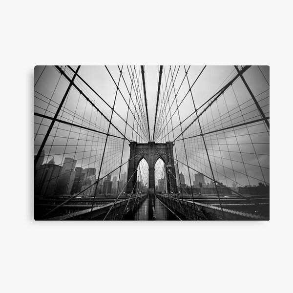 Rainy Brooklyn Bridge Metal Print