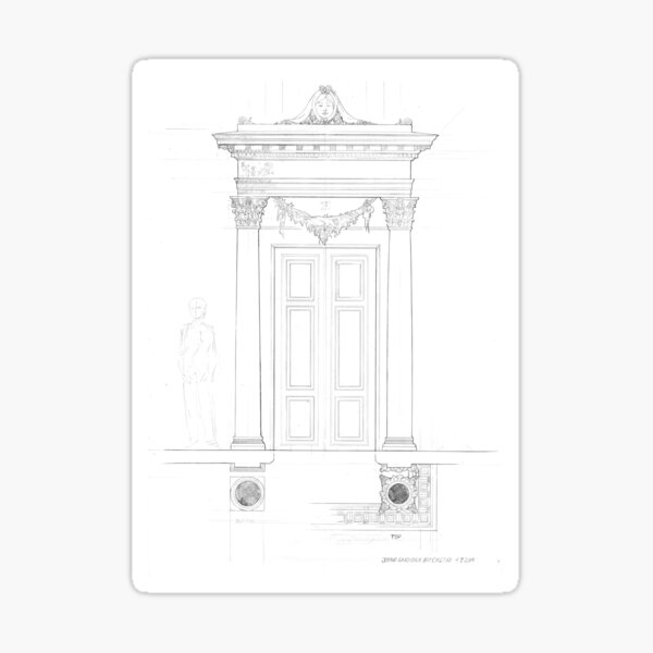 Classical architecture drawing doorway Sticker