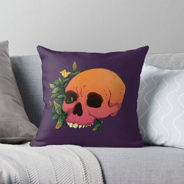 Flower Skull Throw Pillow
