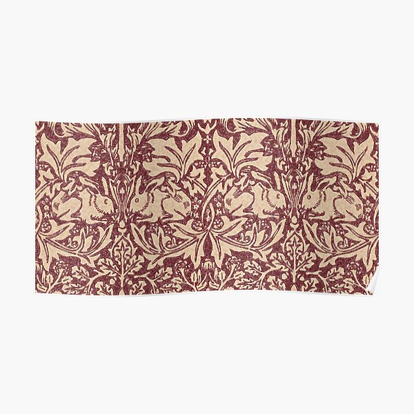 William Morris Brer Rabbit (burgundy) pattern Poster