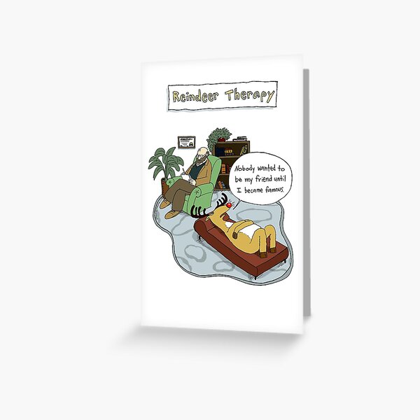 Reindeer Therapy Humorous Christmas Cartoon Greeting Card