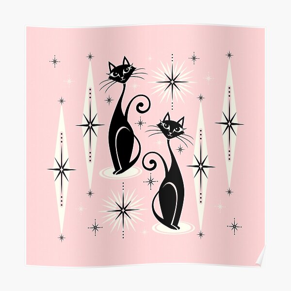 Mid Century Meow Retro Atomic Cats LG ©studioxtine Poster