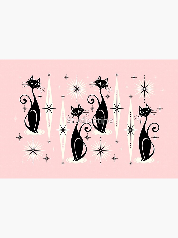 Disover Mid Century Meow Retro Atomic Cats LG ©studioxtine | Bath Mat